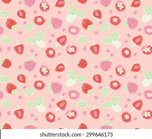 Strawberry seamless pattern. Doodle sketch fruits. Summer background.