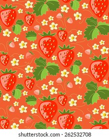 Strawberry seamless pattern, doodling design. Hand drawn elements. Endless background. Berries vector illustration. 