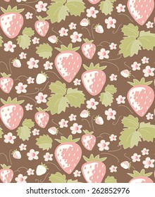 Strawberry seamless pattern, doodling design. Hand drawn elements. Endless background. Berries vector illustration. 