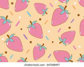 Strawberry seamless pattern with dots