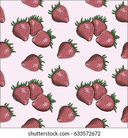 Strawberry seamless pattern drawing