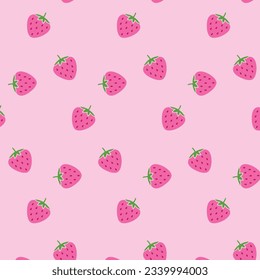 Strawberry Seamless Pattern, Fabric and Textile, Abstract Repeat Illustration, Wallpaper and Background