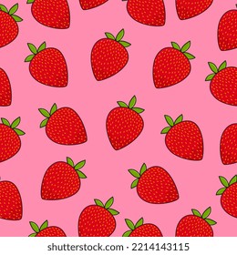 Strawberry seamless pattern in flat style