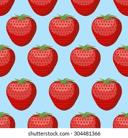 Strawberry seamless pattern. Fresh, red, ripe strawberry vector background.
