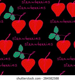 Strawberry seamless pattern. Fruit seamless background.