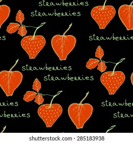 Strawberry seamless pattern. Fruit seamless background.