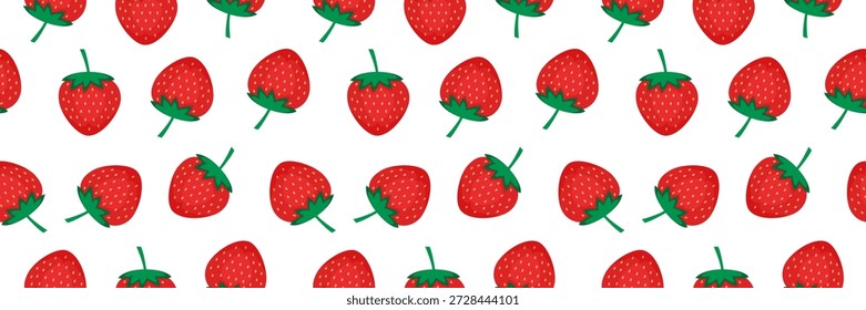 Padrão sem emenda de morango. Fruit bg Design abstrato de verão. Papel de parede colorido. Comida saudável vermelho bonito. Fundo de verão. Ilustração em vetor.
