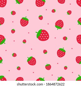 Strawberry Seamless Pattern. Fruits Background. Can used for gift paper, invitation card for kids, Pillow Cover, Wallpaper Interior, Book cover, etc - EPS 10 Vector