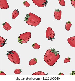 strawberry seamless pattern, hand drawn elements