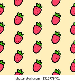 Strawberry seamless pattern hand drawn cartoon minimalism