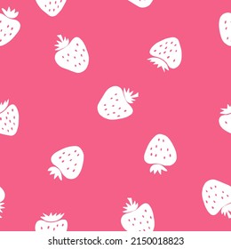 patrón de fresa sin costuras. ilustración vectorial dibujada a mano. minimalismo. fondo de pantalla, fondo, papel de envoltura, textil. bayas, frutas, verano, comida.