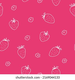 patrón de fresa sin costuras. ilustración dibujada a mano en estilo doodle. minimalismo. fondo de pantalla, fondo, papel de envoltura, textil. bayas, frutas, verano, comida.