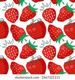 Ilustración vectorial dibujada a mano sin patrón de fresa. Estampado de garabatos con fondo de Red Berry. Comida orgánica de bayas para el menú de postres, invitación, Fondo de pantalla, textil, envoltura, embalaje. Alimentos ecológicos