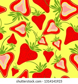 Strawberry seamless pattern illustration background for fabric.