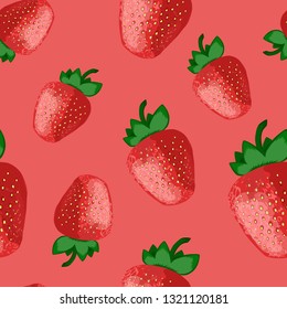 Strawberry seamless pattern illustration background. Fruit endless vector