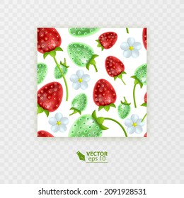Strawberry seamless pattern isolated on white background, Vector illustration