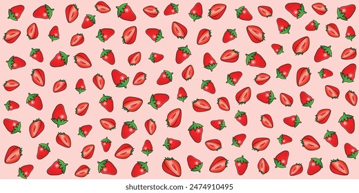 Strawberry seamless pattern  isolated on pink background