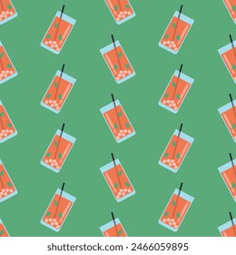 Strawberry Seamless Pattern, Strawberry juice, smoothie
