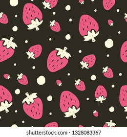 Strawberry seamless pattern made in vector. Hand drawn elements. Textile, wall paper design