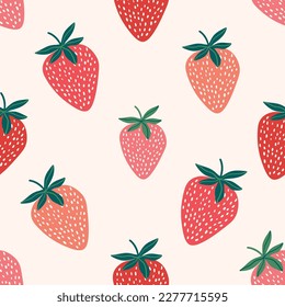 Strawberry seamless pattern, modern simple design, decorative wallpaper, vector