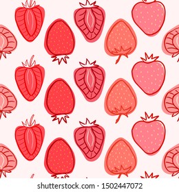 Strawberry seamless pattern, modern textile print, vector illustration.