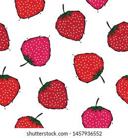 strawberry seamless pattern on white background vector illustration