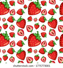 Strawberry seamless pattern on white background illustration