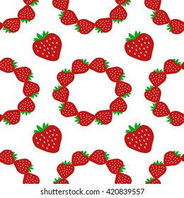 Strawberry seamless pattern on white background. Fashion graphic design. Modern stylish for summer.Template for prints, textile, wrapping and decoration, wallpaper. Vector illustration