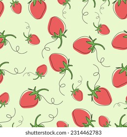 strawberry seamless pattern one line