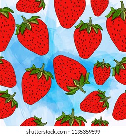 Strawberry seamless pattern. Organic food. Summer pattern.