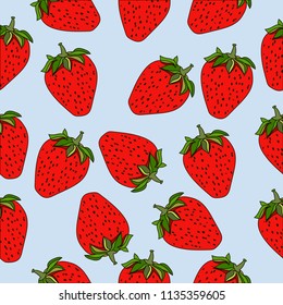 Strawberry seamless pattern. Organic food. Summer pattern.
