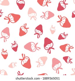 Strawberry seamless pattern. Red Strawberries in chocolate on white background. Tasty berries fresh black white doddle illustration. For wallpaper, wrapping, print, textiles