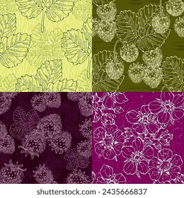 Strawberry seamless pattern. Repeating background with summer fruit. Use for fabric, gift wrap, packaging.