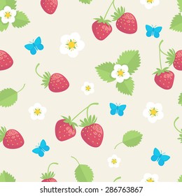 Strawberry seamless pattern in retro style
