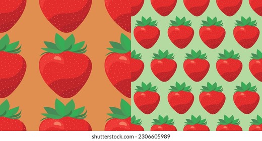 strawberry seamless pattern set background