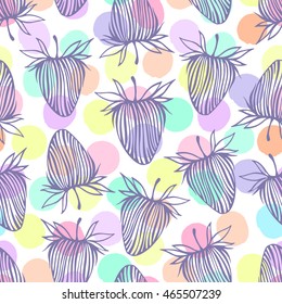 Strawberry seamless pattern. Sketched abstract vector food illustration. Design artistic element for card, print, wallpaper.