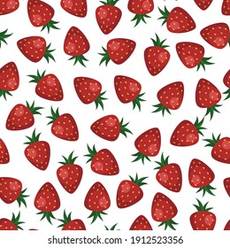 Strawberry seamless pattern. Strawberries on white background. Stock vector illustration
