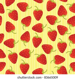 Strawberry seamless pattern with stripes. EPS 8 CMYK with global colors vector illustration.