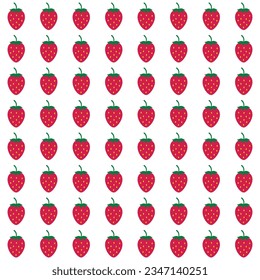Strawberry seamless pattern. Summer berries vector background.  Vector template for textile, fabric, wallpaper, wrapping paper, etc. 