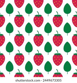 Strawberry seamless pattern. Summer berries vector background.  Vector template for textile, fabric, wallpaper, wrapping paper, scrapbooking etc