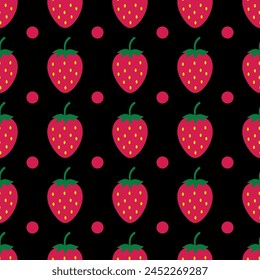 Strawberry seamless pattern. Summer berries vector background.  Vector template for fabric, textile, wallpaper, wrapping paper, scrapbooking etc