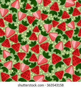 Strawberry seamless pattern. Sweet healthy food pattern. 