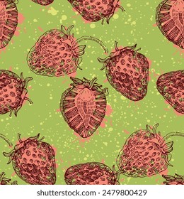 Strawberry seamless pattern. Texture for fabric, wrapping, wallpaper. Decorative print.