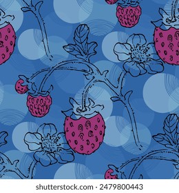 Strawberry seamless pattern. Texture for fabric, wrapping, wallpaper. Decorative print.