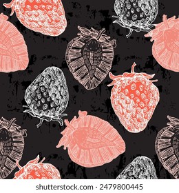 Strawberry seamless pattern. Texture for fabric, wrapping, wallpaper. Decorative print.