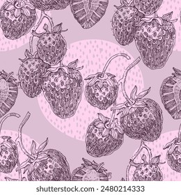 Strawberry seamless pattern. Texture for fabric, wrapping, wallpaper. Decorative print.