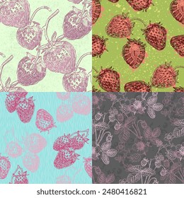 Strawberry seamless pattern. Texture for fabric, wrapping, wallpaper. Decorative print.