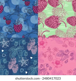 Strawberry seamless pattern. Texture for fabric, wrapping, wallpaper. Decorative print.