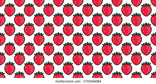 strawberry seamless pattern vector fruit cartoon scarf isolated repeat wallpaper tile background textile illustration doodle design