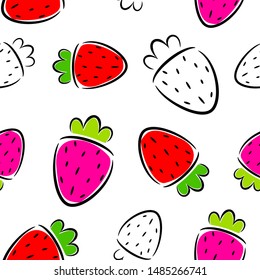 Strawberry seamless pattern. Vector illustration.